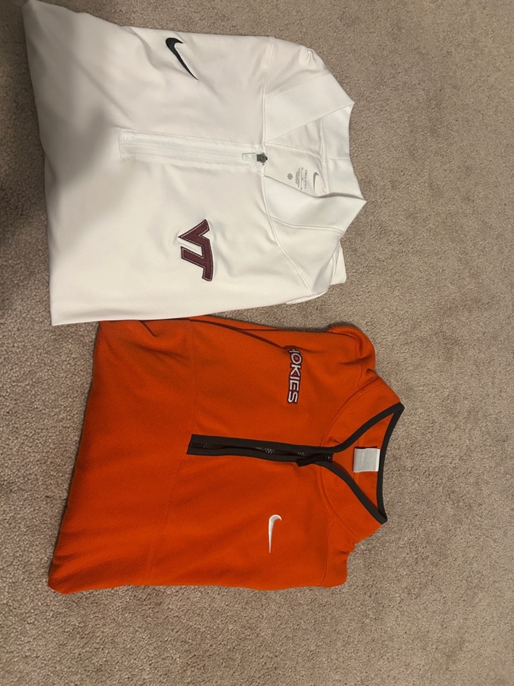 Nike Duo Quarter-Zip Pullovers - White & Orange